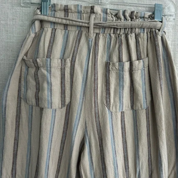 Rewash Linen Blend Paperbag Waist Cropped Pants Medium Boho - Picture 5 of 7